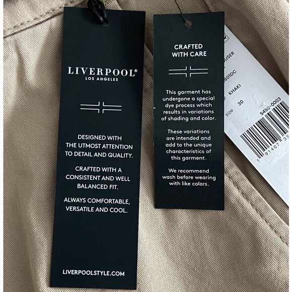 Liverpool Los Angeles Men's 30W Khaki Trouser Short Stretch Flat Front NEW - Picture 10 of 13